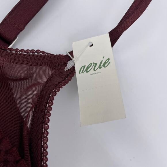 Aerie Women's Real Power Wireless Push up Joy Lace Bra Royal Berry Size 36C - Picture 3 of 5